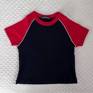 Brandy Melville Red and Black Short Sleeve Tee